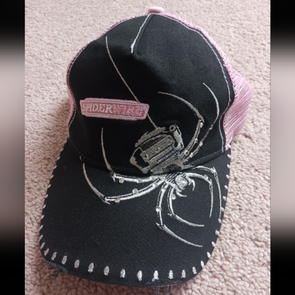 Women's Spiderwire Adjustable Rhinestone Pink/Black Hat Fishing